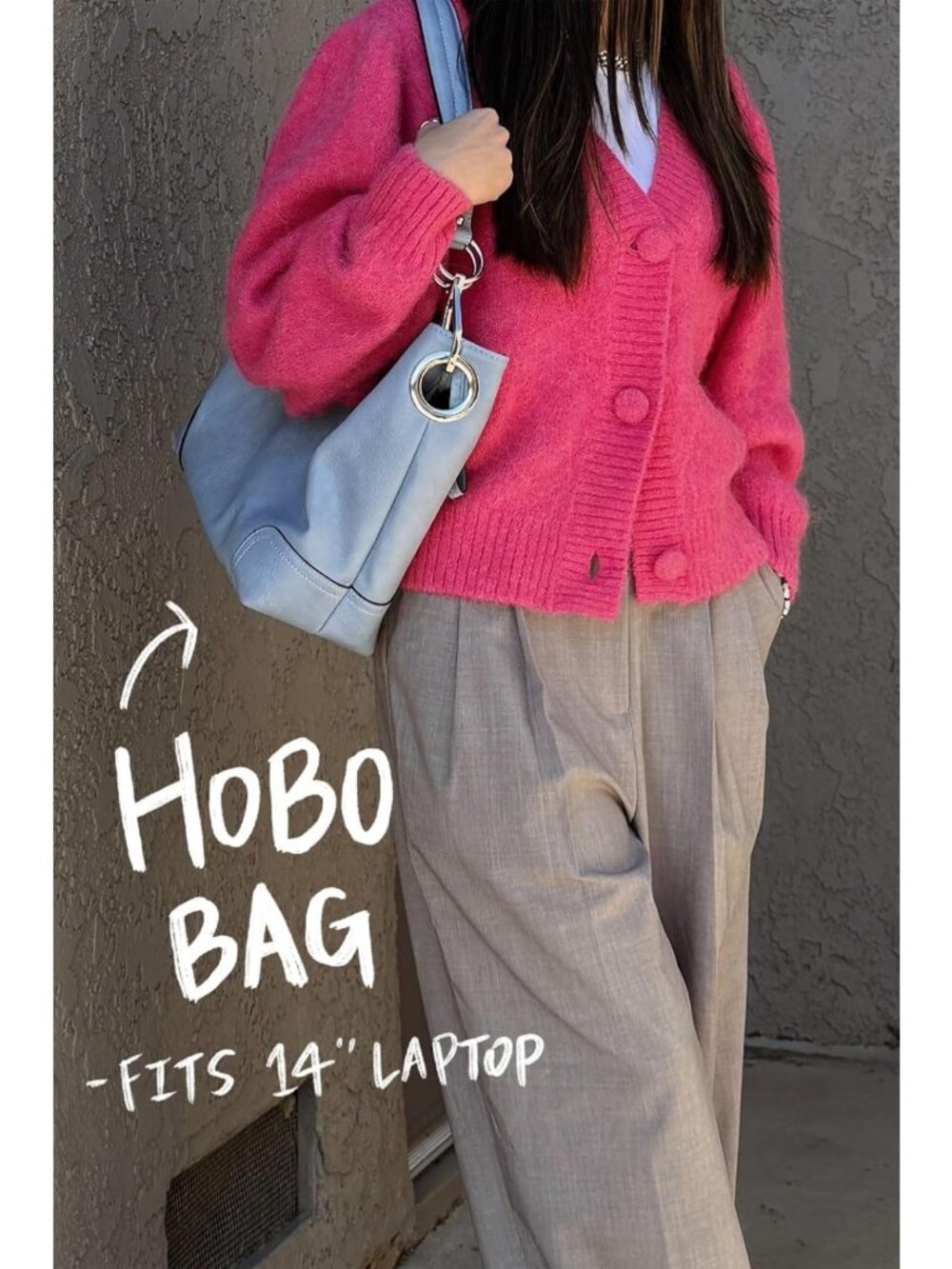 Stylish Hobo Shoulder Bag with Oversized Snap Hook, Chic Everyday Accessory - Picture 2 of 7